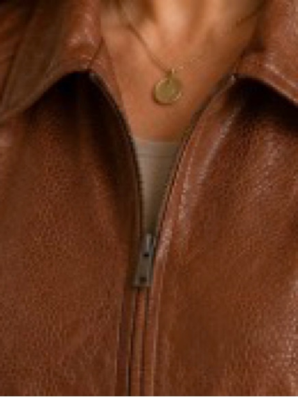 Kim Rogers Brown Faux Leather Jacket Zip Front Jacket Women’s Size 16, P2P 24” - Picture 4 of 7